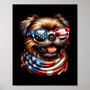 Póster Bruselas Griffon Dog Ama La Bandera Estadounidense