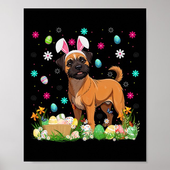 Póster Bruselas Griffon Dog Easter Egt Hunt Bunny Ear Hap (Frente)