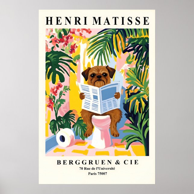 Póster Brussels Griffon Bathroom Matisse Style Dog on (Frente)