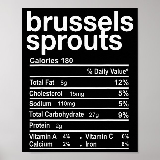 Póster Brussels Sprout Nutrition Facts Funny Thanksgiving (Frente)