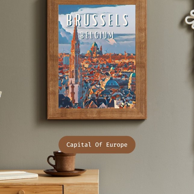 Póster Bruxelles, la capitale de la Belgique et d'Europe (Bruxelles : Charme européen 🇧🇪, culture vivante.)
