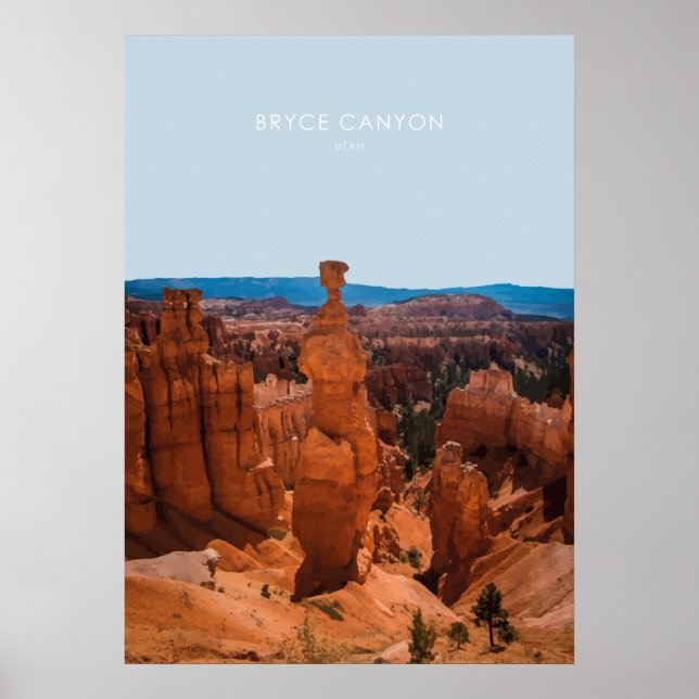Póster Bryce Canyon, Utah Travel Artwork (Frente)