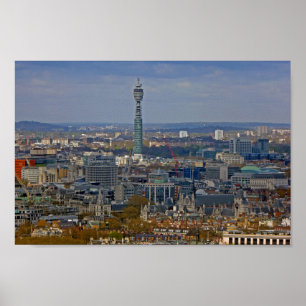 Póster BT Tower London Skyline Cityscape Inglaterra Reino