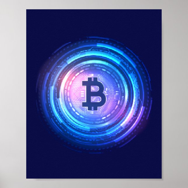Póster BTC, Crypto, Bitcoin, Blockchain (Frente)