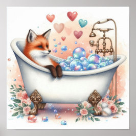 Póster Bubble Bath Fox