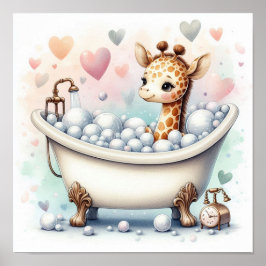 Póster Bubble Bath Giraffe