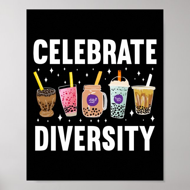 Póster Bubble Boba Tea Celebra la Diversidad Lgbt Orgullo (Frente)
