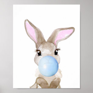 Póster Bubble Gum Bunny Cub Nursery Child Woodland