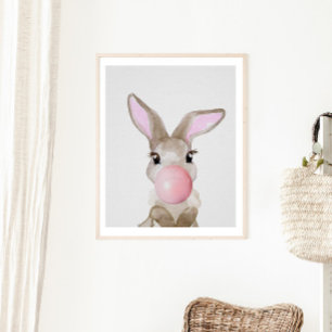Póster Bubble Gum Bunny Cub Nursery Child Woodland