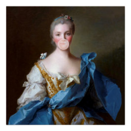 Póster Bubble gum Diva con la mariposa azul