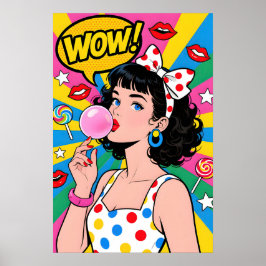 Póster Bubble Gum Girl Pop Art