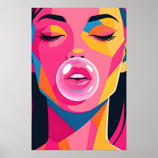 Póster Bubble Gum Girl Pop Art (Frente)
