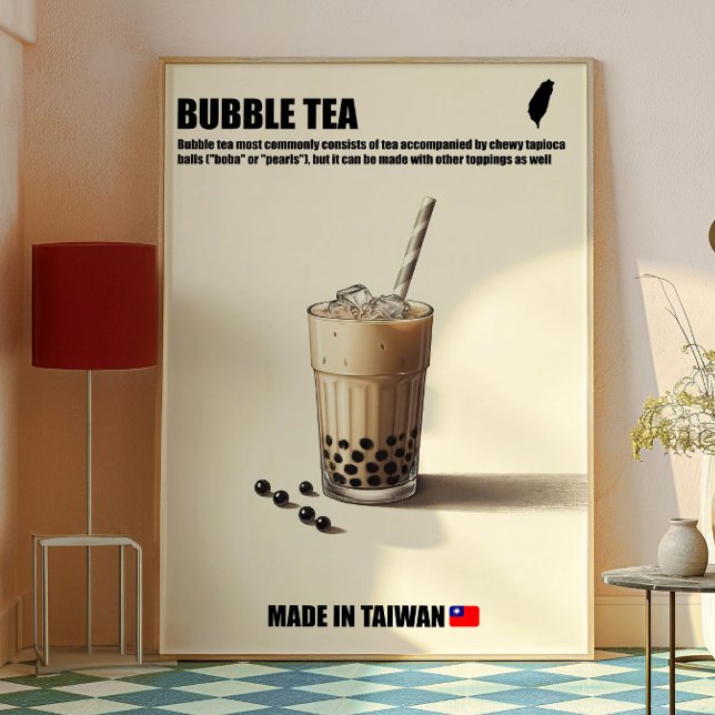 Póster Bubble Tea Wall Art, Boba Drink Trendy Kitchen (Bubble Tea)