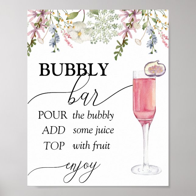 Póster Bubbly Bar | Flor Silvestre Chic (Frente)