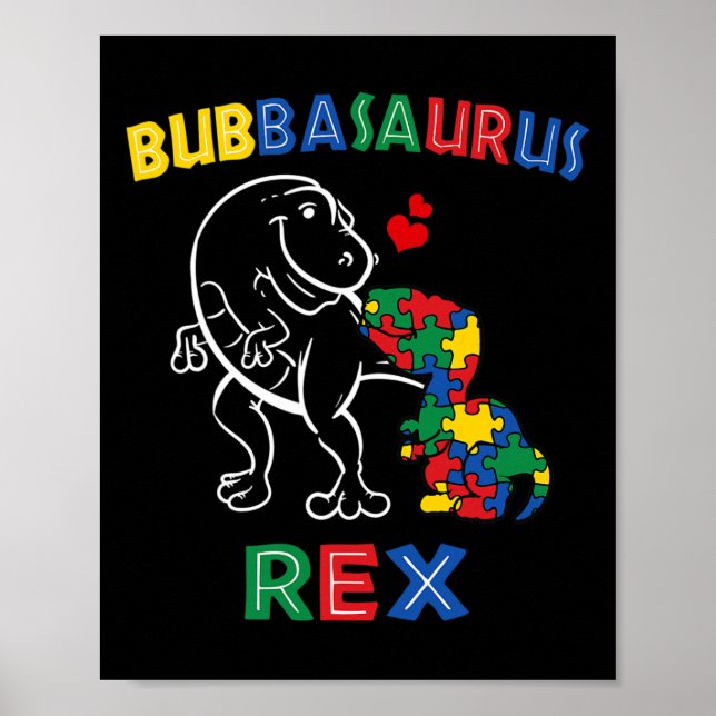 Póster Bubbysaurus Autism Awareness Brother Dinosaur Sibl (Frente)