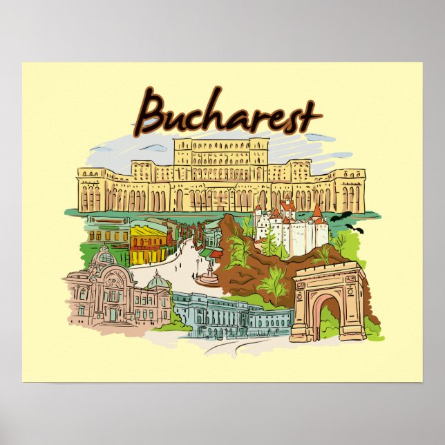 Póster Bucarest, Rumania (Frente)