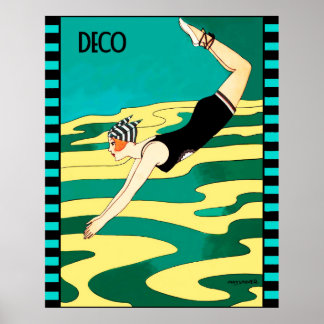 Póster Buceador Art Deco (Portada de Revista Social)