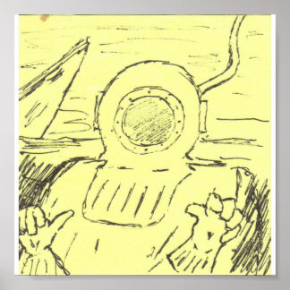 Póster Buceador de aguas profundas