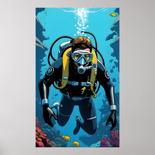 Póster Buceador de Scuba (Frente)