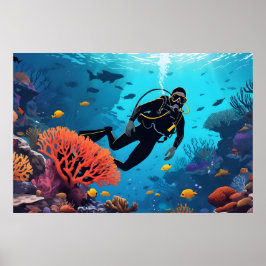Póster Buceador de Scuba