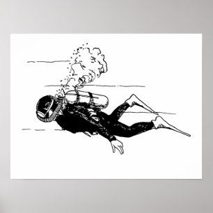 Póster Buceador de Scuba