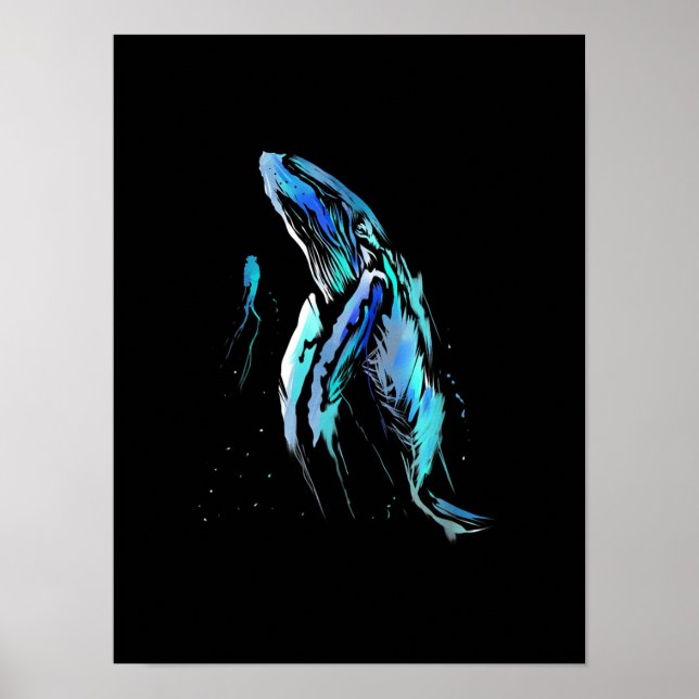 Póster Buceador Scuba Bumpback Ballena Regalo de buceo (Frente)