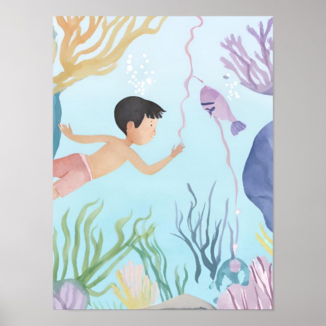 Póster Buceando el arrecife (Frente)