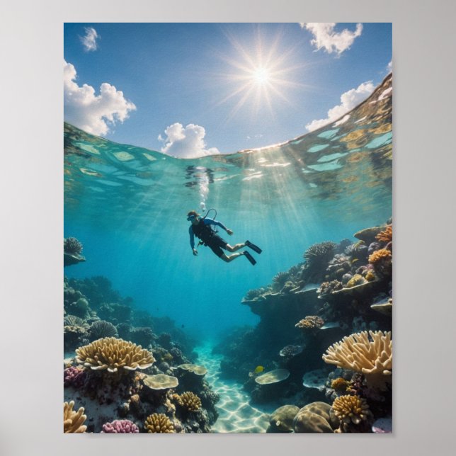 Póster buceando el arrecife (Frente)