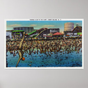 Póster Bucear y darse un chapuzón en el surf