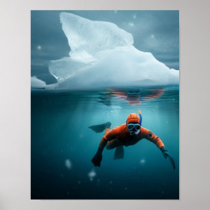 Póster Buceo bajo el hielo