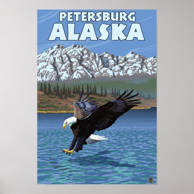 Póster Buceo con águila calva - Petersburgo, Alaska (Frente)