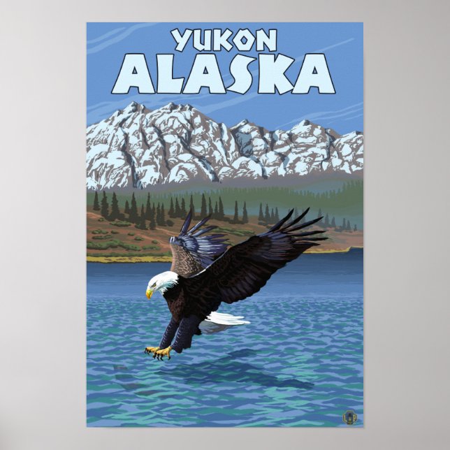 Póster Buceo con águila calva - Yukón, Alaska (Frente)