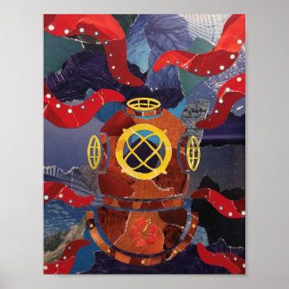 Póster Buceo de la vieja época - imprimir