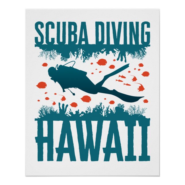Póster Buceo en Hawaii Recuerdo (Anverso)