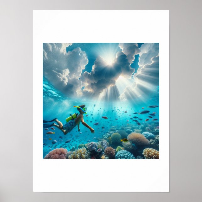 Póster Buceo en un hermoso arrecife (Frente)