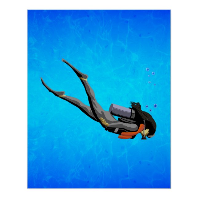 Póster Buceo femenino en SCUBA (Anverso)