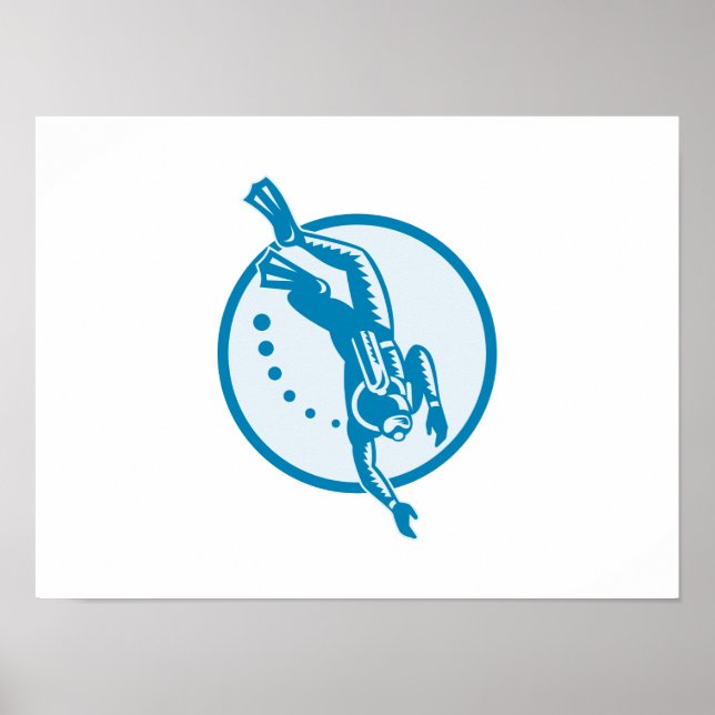 Póster buceo, submarinismo, submarinismo, natación, (Frente)