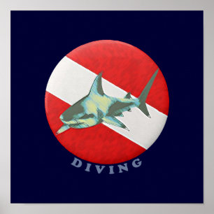 Póster buceo / tiburón