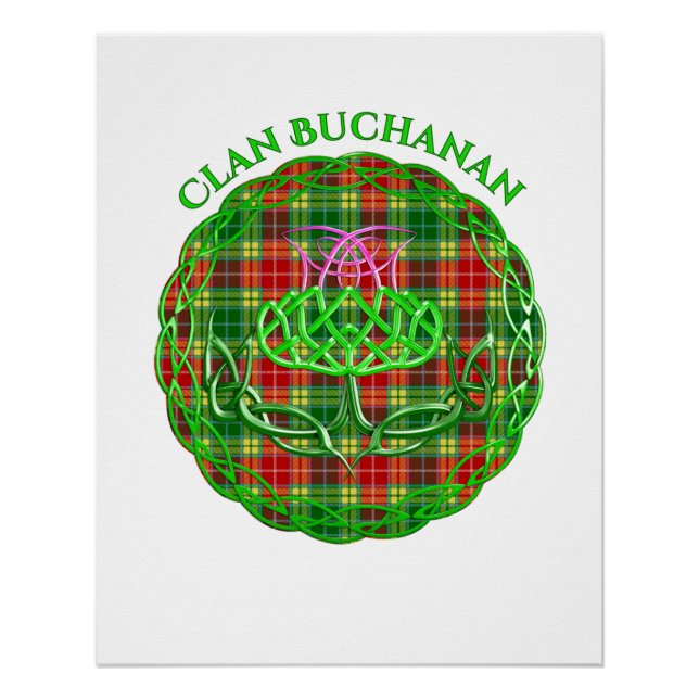 Póster Buchanan Scottish Tartan Celtic Thistle (Anverso)