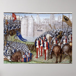 Póster Buchmalerei Mittelalter Belagerung