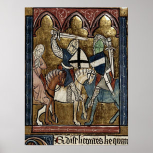 Póster Buchmalerei Mittelalter Ritterschutz von Raubritte