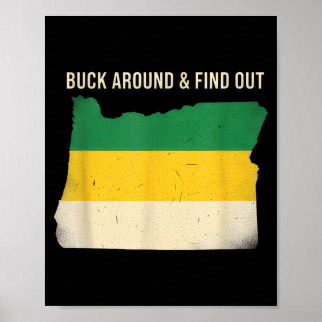 Póster Buck Around Oregon Map Funny Wildlife Adventure Vi (Frente)
