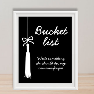 Póster Bucket List Coquette Black & White Graduation Sign