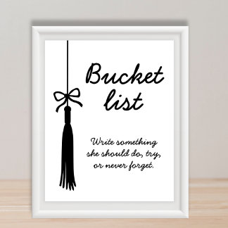 Póster Bucket List Station Black & White Graduation Sign