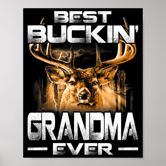 Póster Buckin' Grandma Ever Shirt Deer Hunting Bucking Fa (Frente)