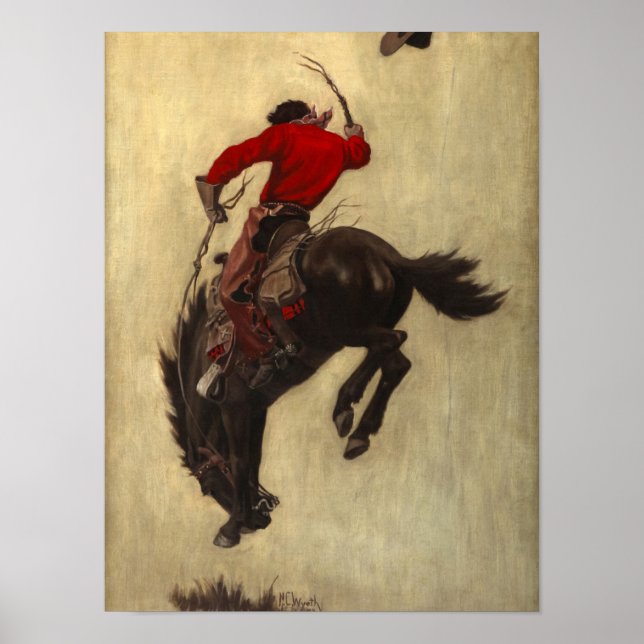 Póster Bucking Bronco, 1903 de Newell Convers Wyeth (Frente)