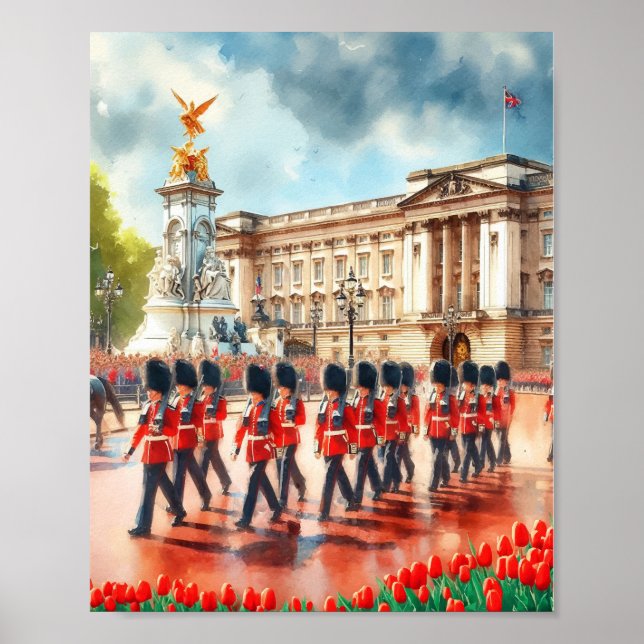 Póster Buckingham Palace London Watercolor (Frente)