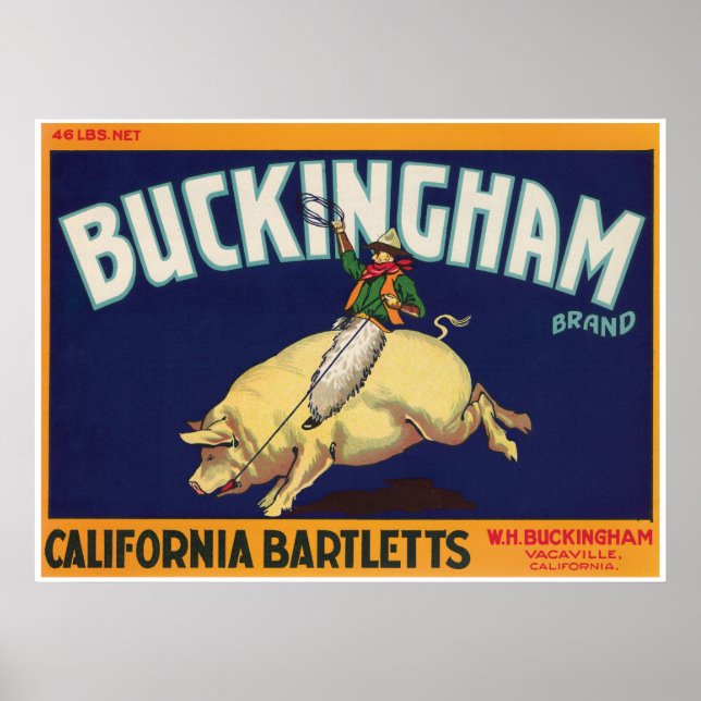 Póster Buckingham Vacaville California Bartletts Cowboy (Frente)