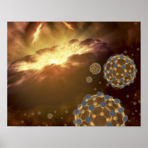 Póster Buckyballs floating in interstellar space