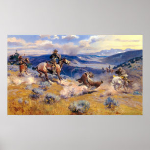 Póster Bucles de Charles M. Russell y caballos Swift (191